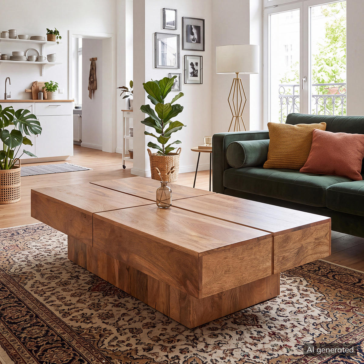 COUCHTISCH - Akazie massiv Dunkel - Akaziefarben, Holz (71/141/35cm) - home24