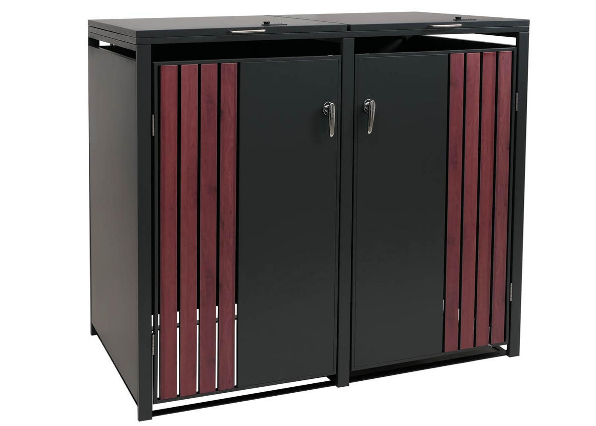 2ER-MÜLLTONNENVERKLEIDUNG Anthrazit, Dunkelbraun - Anthrazit/Dunkelbraun, Metall (132/122/84cm) - MCW