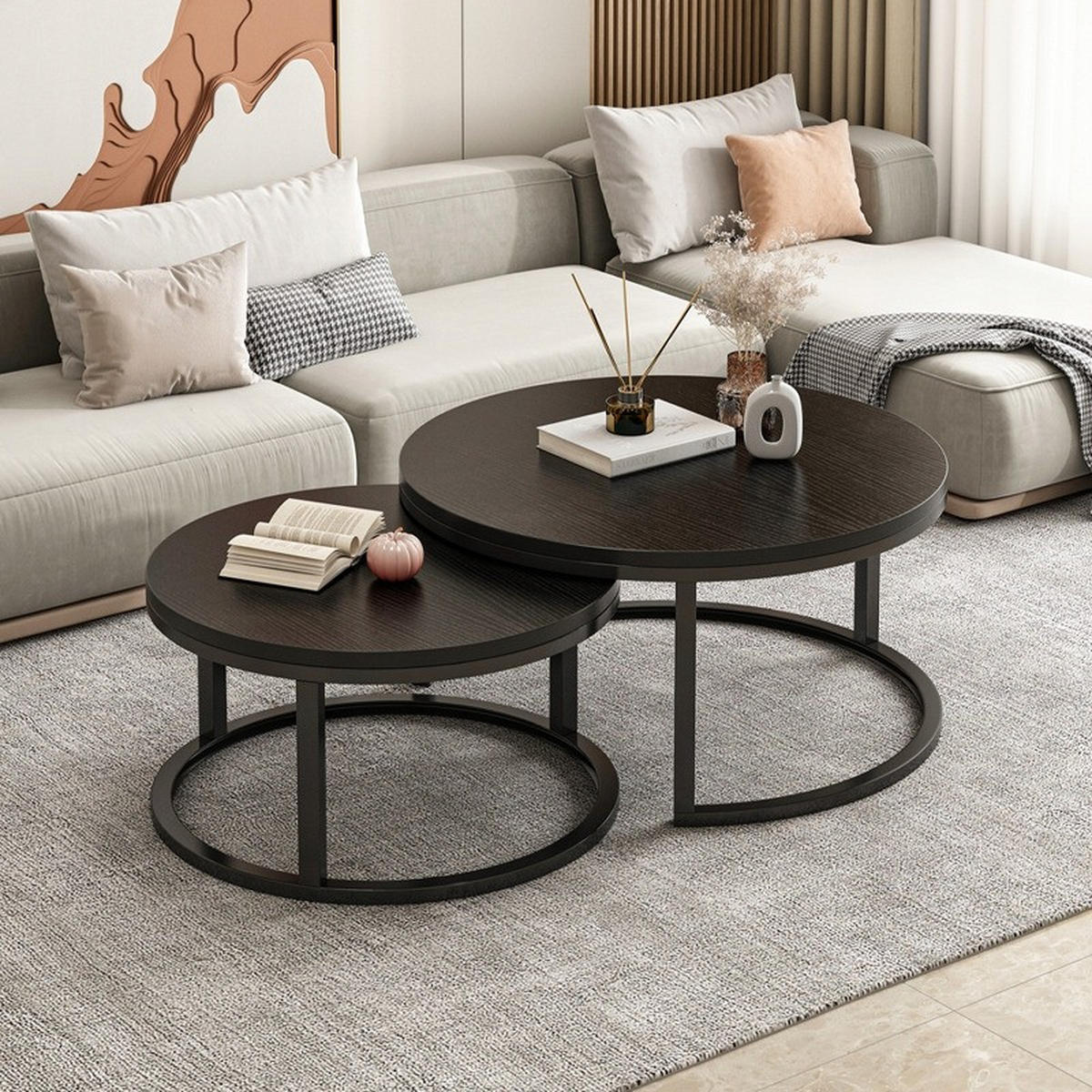 COUCHTISCH 2er-Set, schwarz - Schwarz, Holzwerkstoff (50/70/45cm) - Rebiko