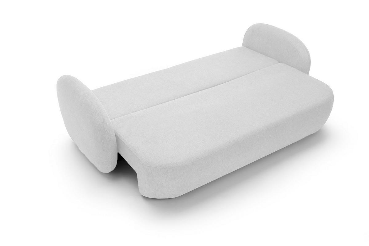 SOFA OLIO Mit Schlaffunktion Und Bettkasten, Bonell-Taschenfederung, Aragon-Stoff, lose Rückenkissen, freistehend, 238x101x86 cm Silver - Weiß, Holz/Textil (238/86/101cm) - DomoHome