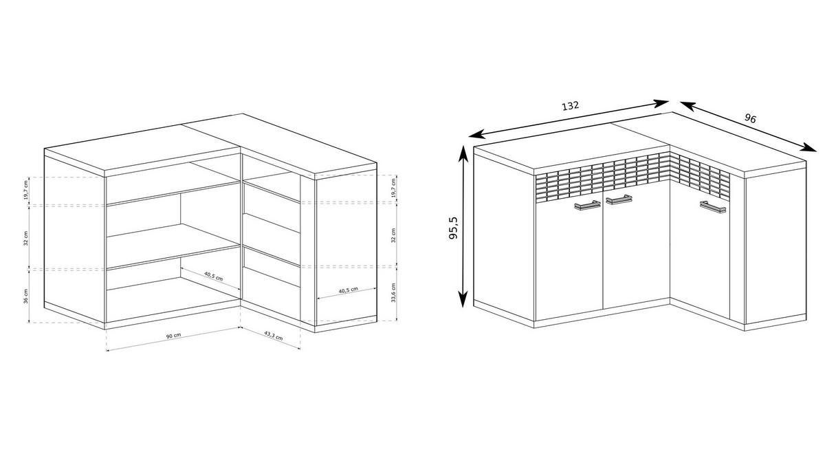 KOMMODE YASUO 132/99/40,5cm mit Schubladen 3 Türen Eichefarben - Eichefarben, Holzwerkstoff (132/99/40.5cm) - MASSENO