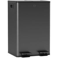 MÜLLEIMER Edelstahl Kunststoff Schwarz - Schwarz, Metall (36/67.6/45.8cm) - HOMCOM