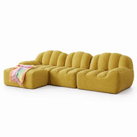 ECKSOFA mit Bezug aus granuliertem Fleece in Gelb 288x165x79 cm, modularer 3-Sitzer mit Ottomane - Gelb, Textil (165/288cm) - IVMEU