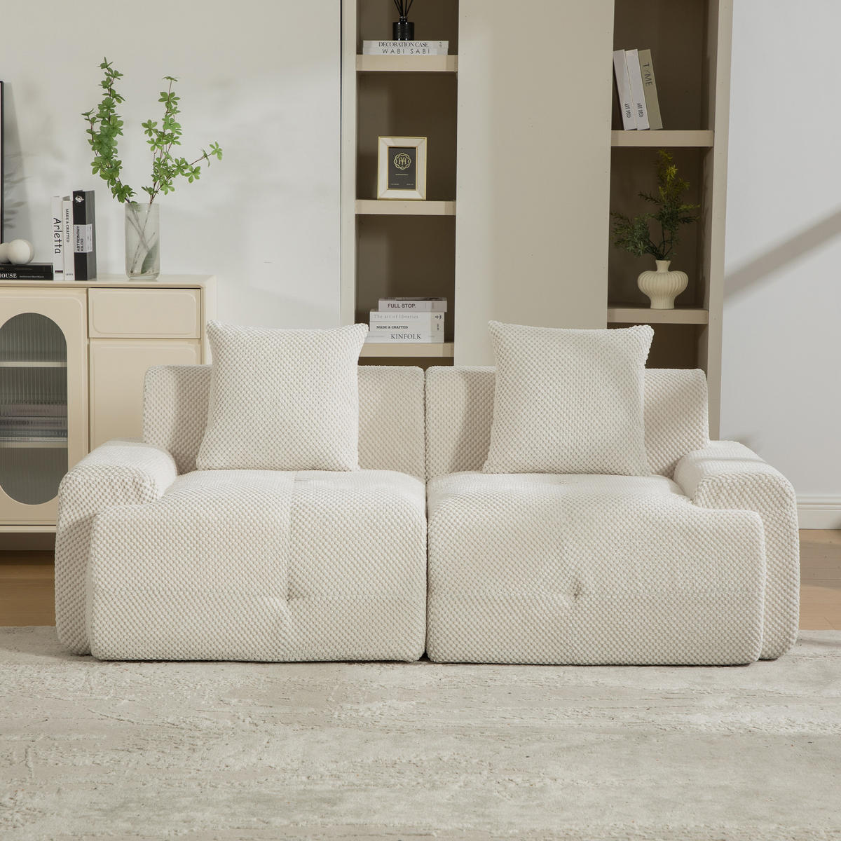 2-SITZER-SOFA DE-35102 mit Chenille-Bezug Beige - Beige, Textil (89/75/190cm) - ComfortXL