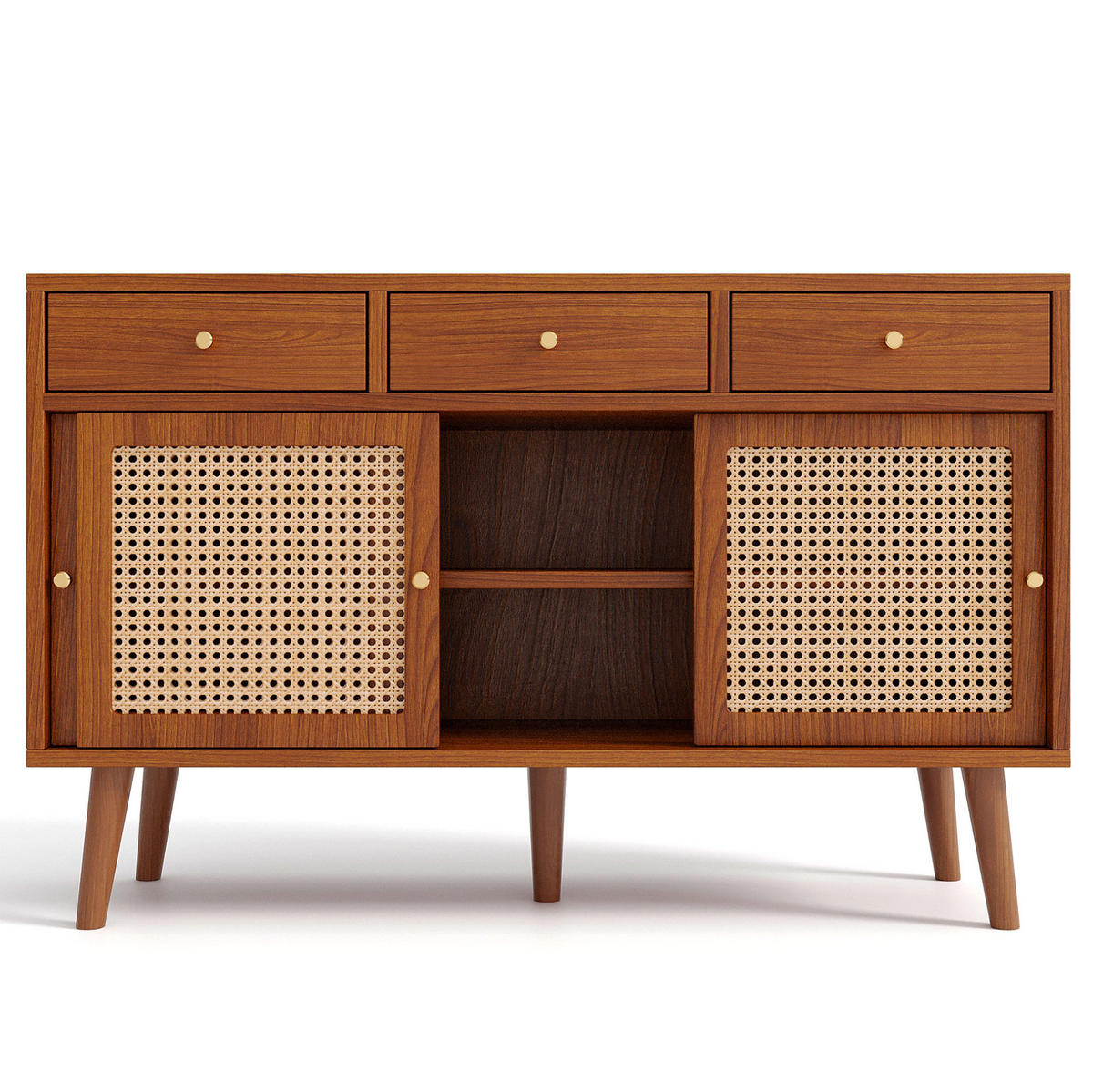 SIDEBOARD mit 3 Schubladen und 3 Türen 120 x 40 x 78 cm Walnut - Dunkelbraun, Holzwerkstoff (120/78/40cm) - Meubliv