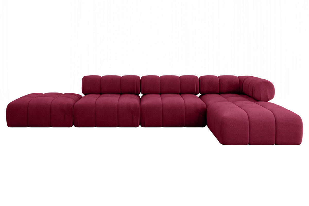 ECKSOFA modulares Sofa Kerru-L2 - 380x190x70 cm Bordeauxrot Velours - Bordeaux, Holzwerkstoff/Textil (380/190cm) - ALTDECOR