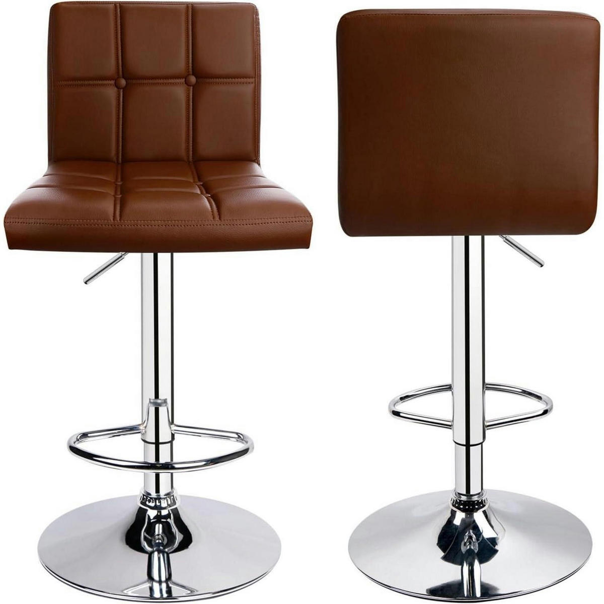 BARHOCKER 2er-Set Kunstleder höhenverstellbar 62-83cm drehbar Kaffee - Braun, Kunststoff (40/112/37cm)