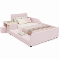 BETT 90/200 cm in Pink mit Schreibtisch, Hocker und Ablageboden - Rosa, Textil (90/200cm) - Flora Grace