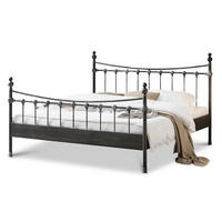 METALLBETT Camilla / 140 x 210 cm / schwarz-silberr gewischt - Schwarz, Metall (140/210cm) - BED BOX