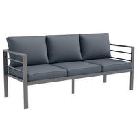 LOUNGESOFA DE-18095 3 Sitzer, abnehmbare Kissen Grau - Grau, Metall (66/64/185cm) - ComfortXL
