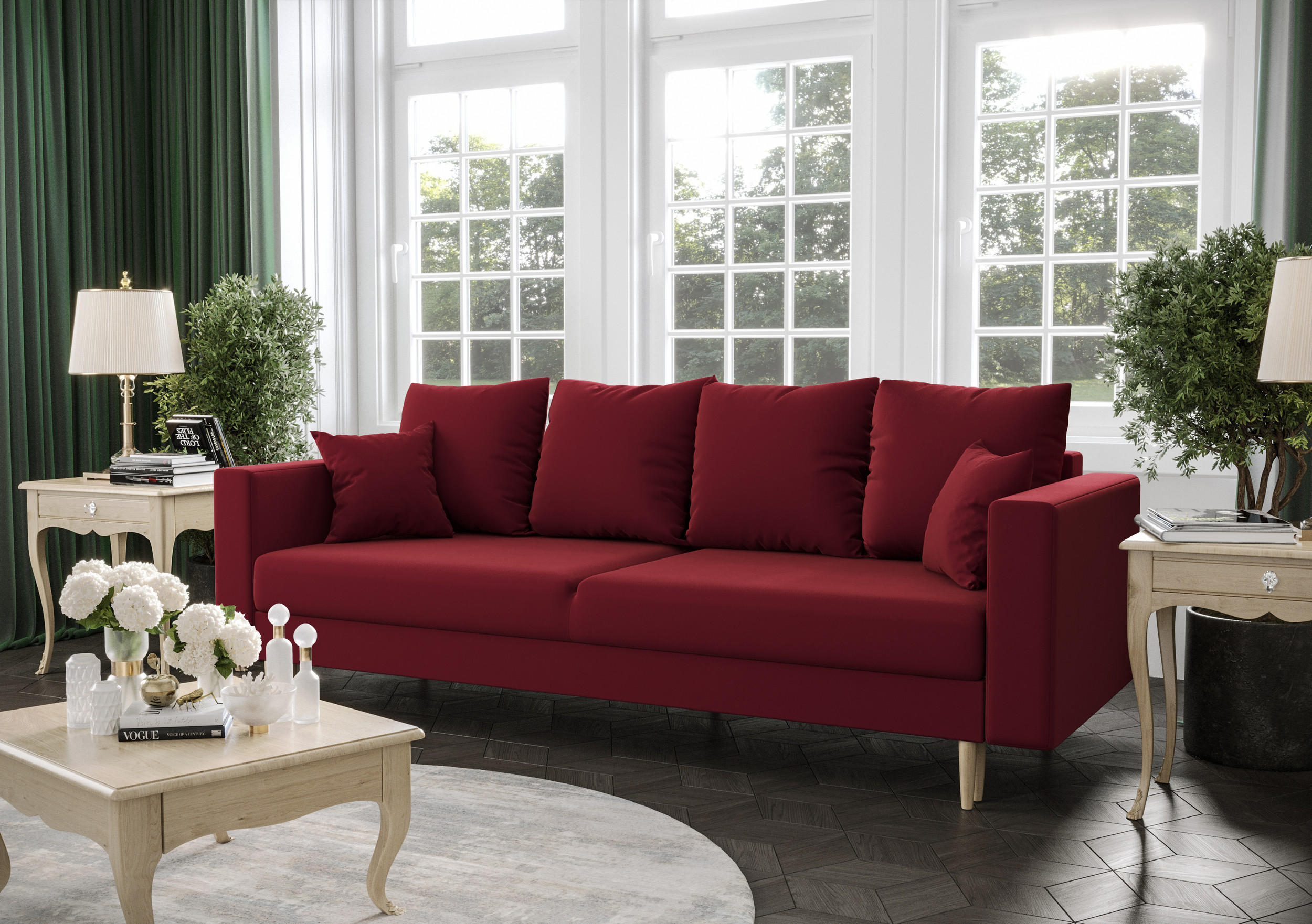 SOFA KRISTI mit Schlaffunktion ITAKA 34 Sofa mit Stauraum - Rot, Textil (90/87/230cm) - Bedante
