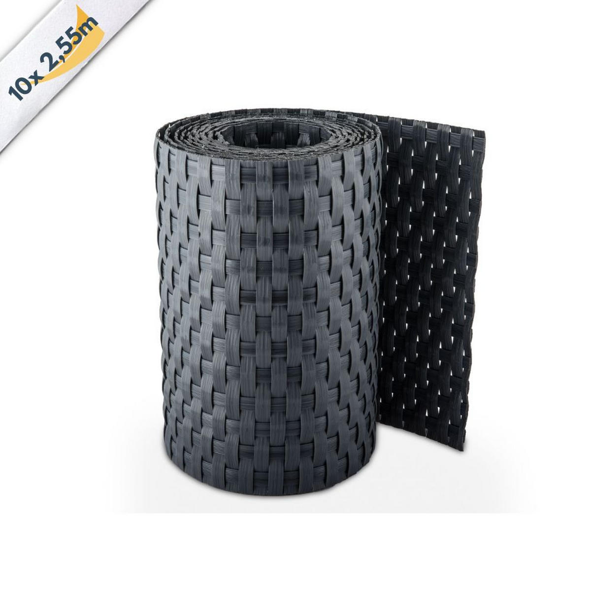SICHTSCHUTZSTREIFEN Rattan für Doppelstabmatten UV-beständig Anthrazit 10x 2,55m - Anthrazit, Kunststoff (2550/19cm) - ZAUN|ZU