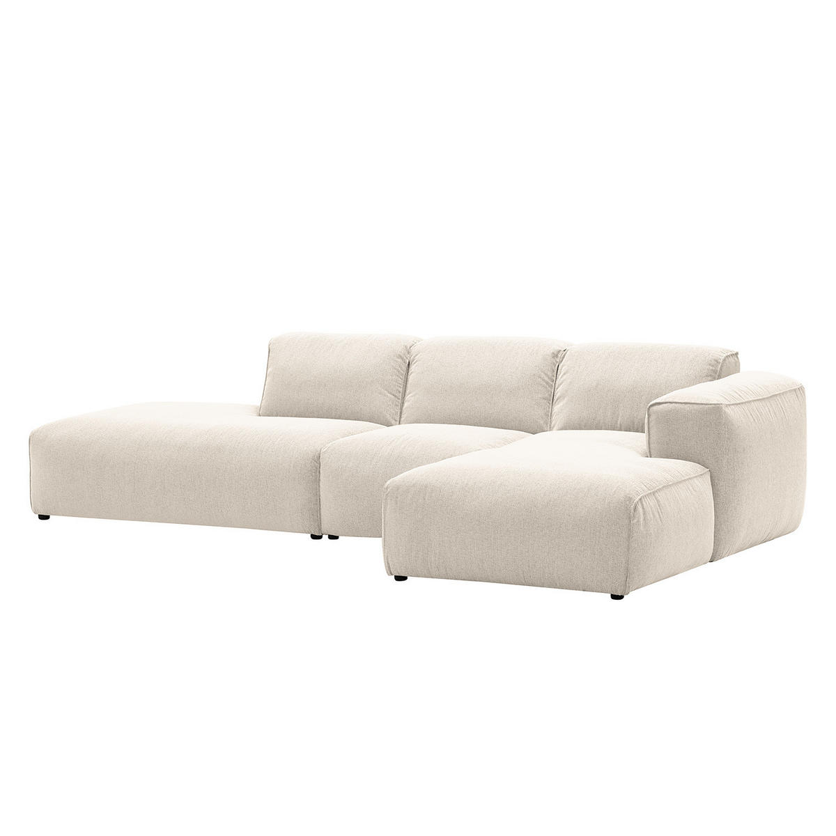 ECKSOFA mit Chaiselongue - Beige/Schwarz, Kunststoff/Textil (290/173cm) - home24