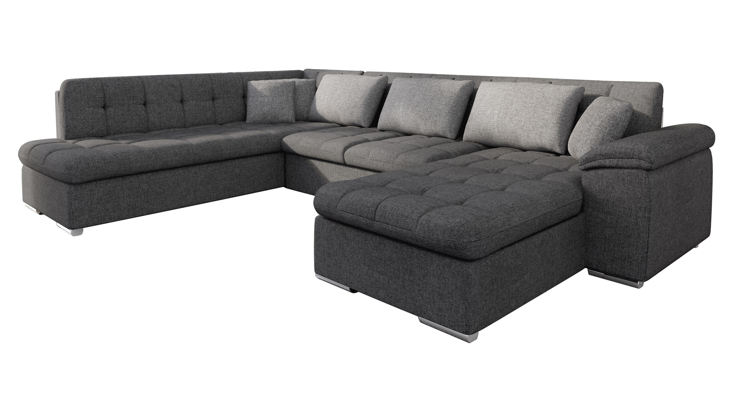 WOHNLANDSCHAFT Niko Bis Lux, Seite: Rechts - Graphitfarben, Holz/Textil (348/76/205cm) - MIRJAN24