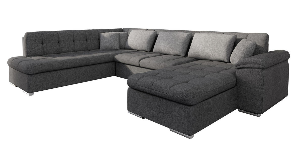 WOHNLANDSCHAFT Niko Bis Lux, Seite: Rechts - Graphitfarben, Holz/Textil (348/76/205cm) - MIRJAN24