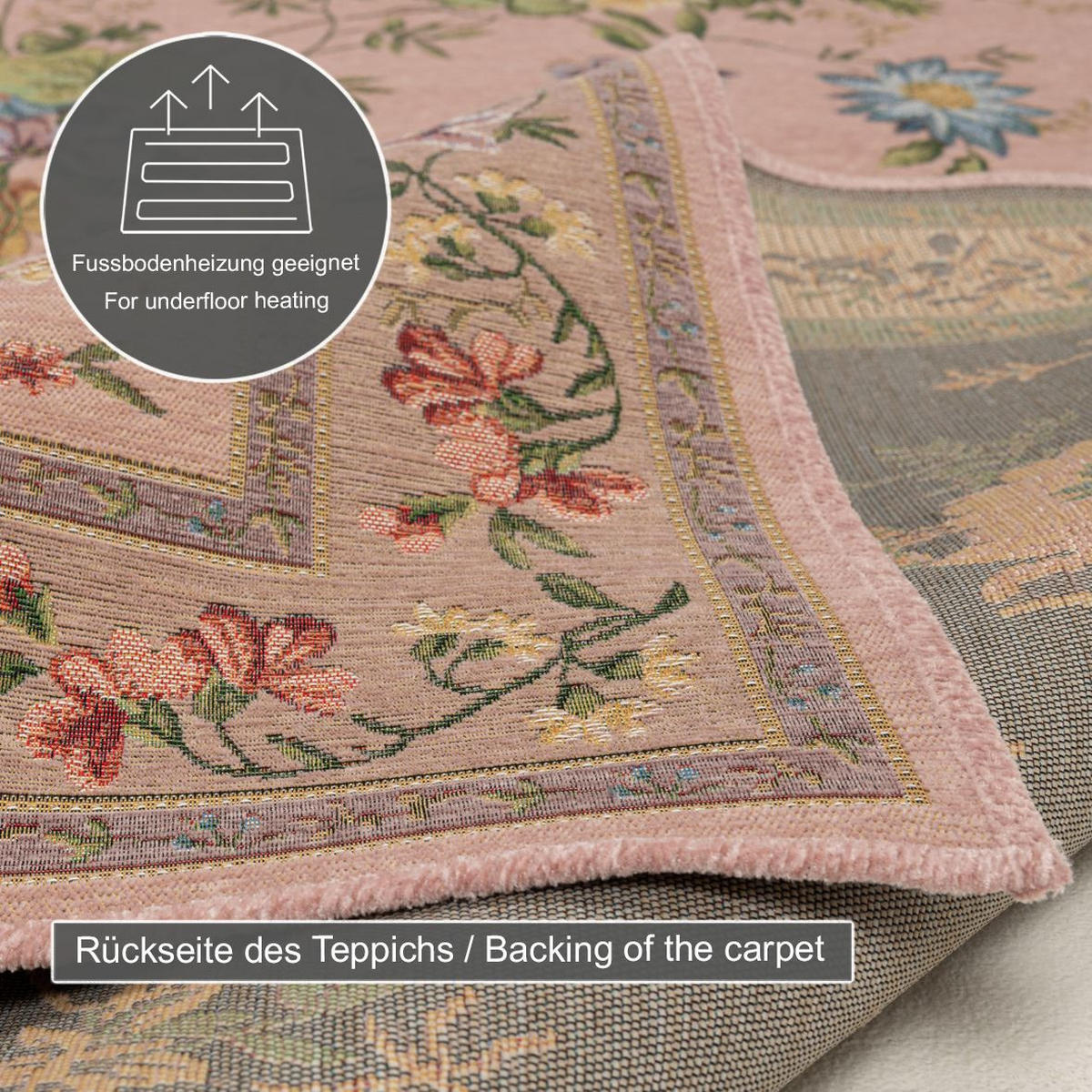 FLACHWEBTEPPICH Flomi Bettumrandung 70x400 cm - Rosa, Textil (70/400cm) - THEKO