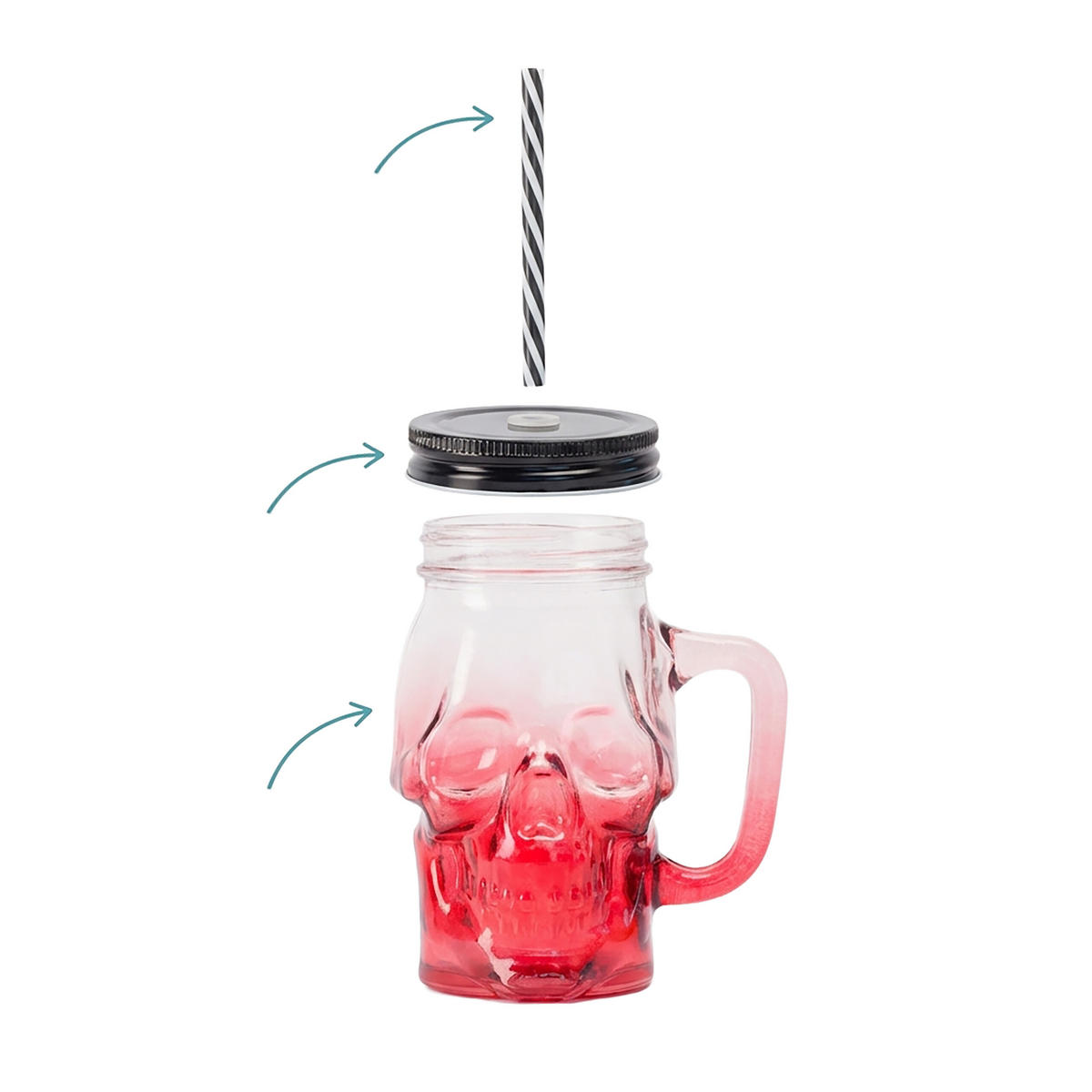 4XTRINKGLÄSER - Multicolor, Glas/Kunststoff - Relaxdays