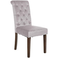 STUHL Samt grau - Walnussfarben/Grau, Holz/Textil (45/98/63cm) - CLP