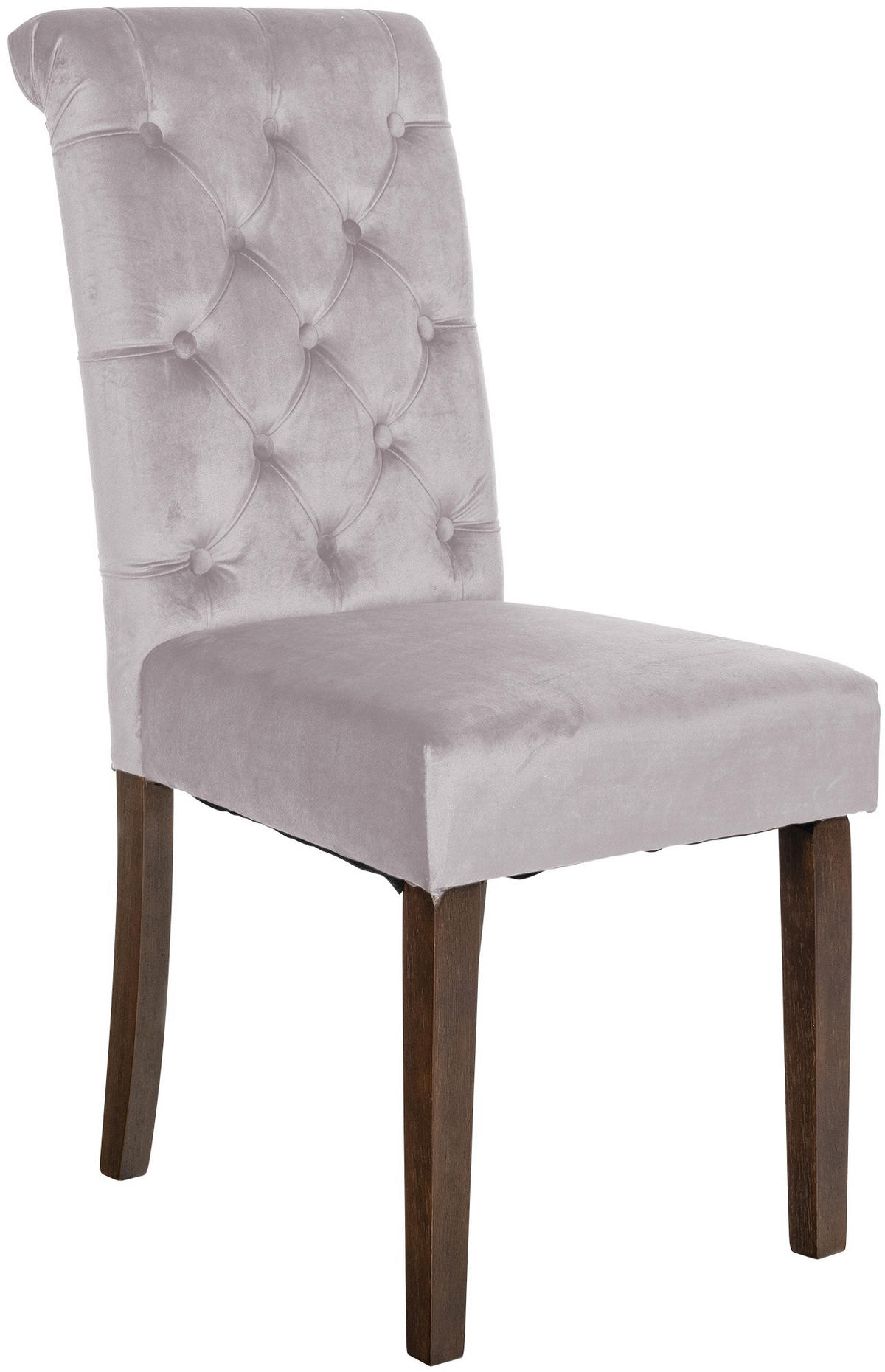 STUHL Samt grau - Walnussfarben/Grau, Holz/Textil (45/98/63cm) - CLP