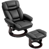 RELAXSESSEL 86/107/83 cm Schwarz aus Kunstleder mit Hocker - Schwarz, Kunststoff (83/107/86cm) - OKMYHOME