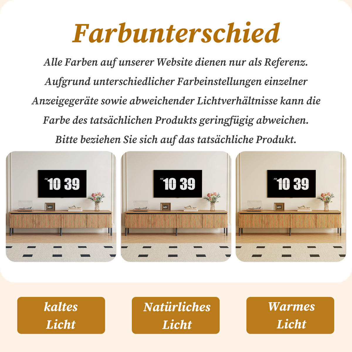 TV-LOWBOARD 4 Türen Wellen Design Stauraum Metallfüße Modern - Naturfarben, Holzwerkstoff (180/43/35cm) - FLIEKS