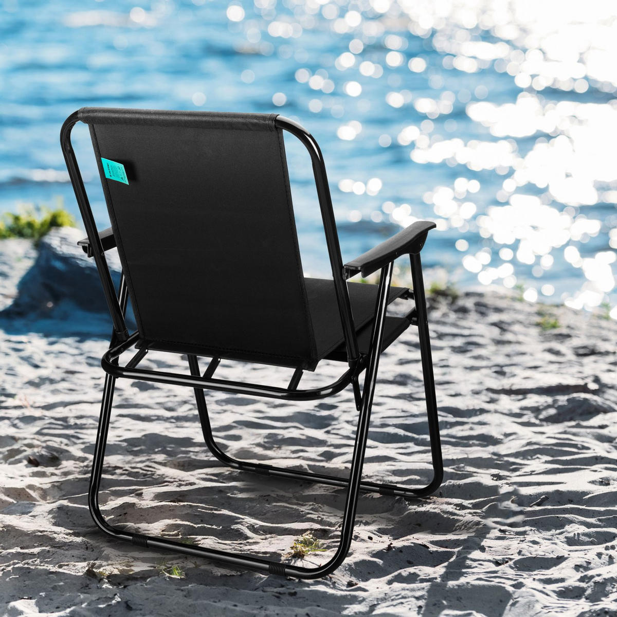 CAMPINGSESSEL bis 120 kg - Schwarz, Textil/Metall (54/74/51.5cm) - Outtec