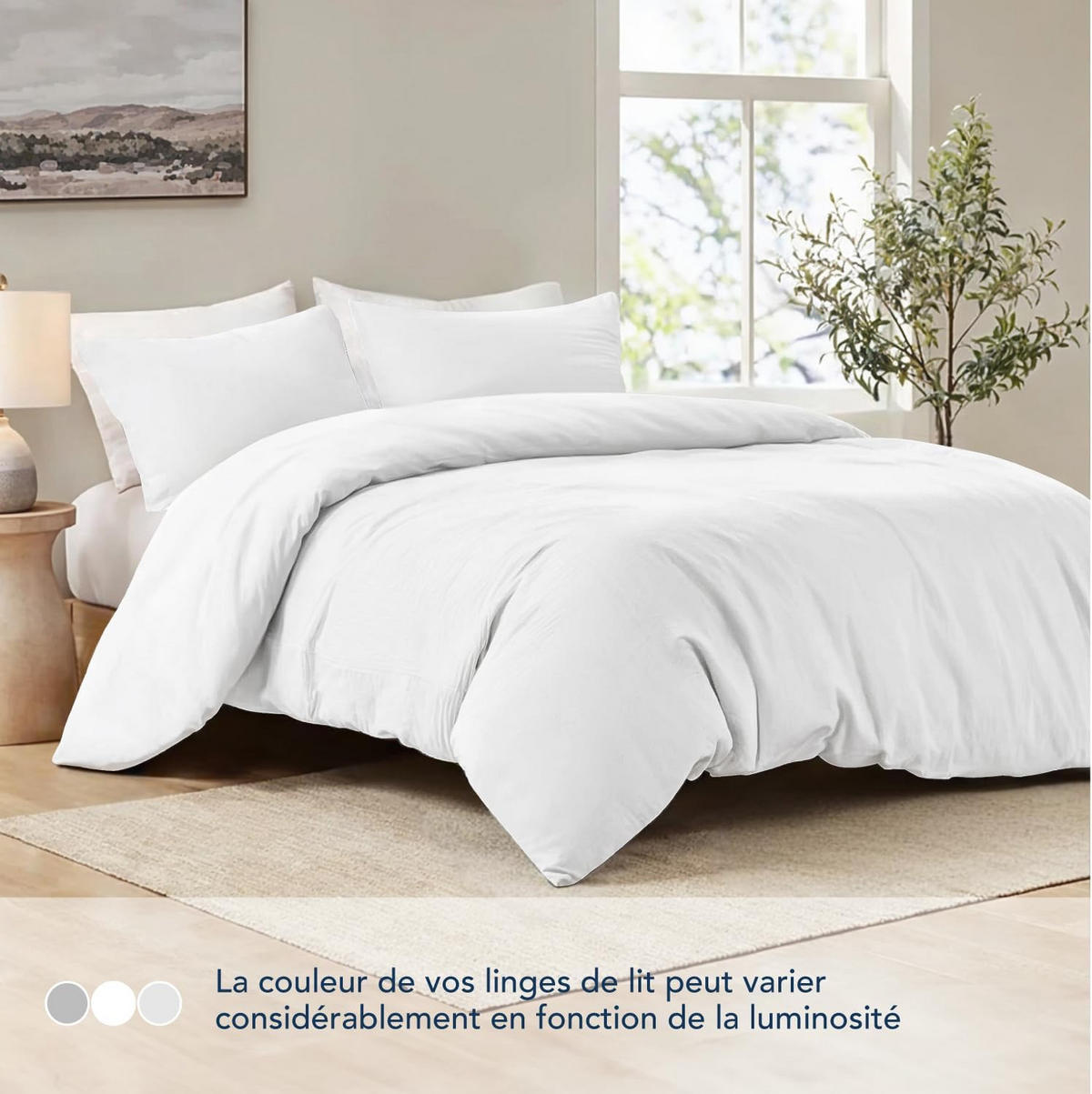 BETTBEZUG (200 x 230 cm) + zwei Kissenbezüge (48 x 74 cm) – Weiß - Weiß, Textil (230/200cm)