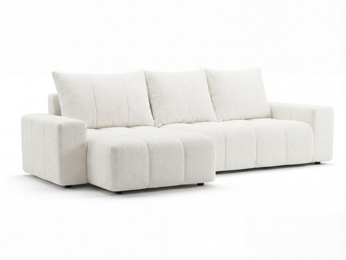 ECKSOFA Bresso Bouclé-Stoff Creme - Creme, Holz/Textil (255/168cm) - Graingold