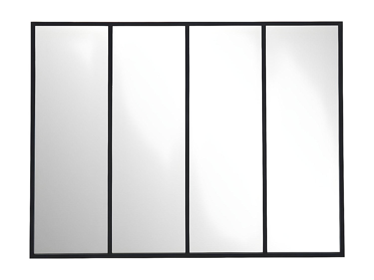 SPIEGEL Atelierfenster Industrial Style - 120 x 90 cm - Metall - Schwarz - DUDLEY - Schwarz, Metall (120/90/2.5cm) - Vente-Unique