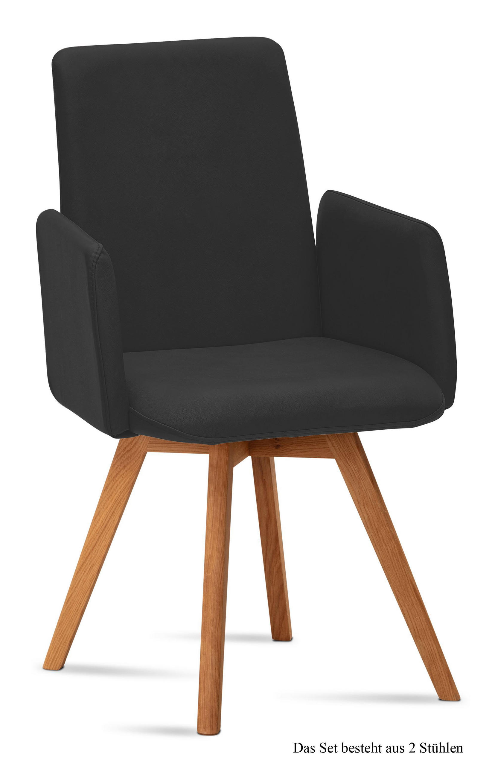 ARMLEHNSTUHL (2er-Set) Dilys 52x92x60 Eiche geölt/Anthrazit - Eichefarben/Anthrazit, Kunststoff (60/92/52cm) - 58aufmkessel