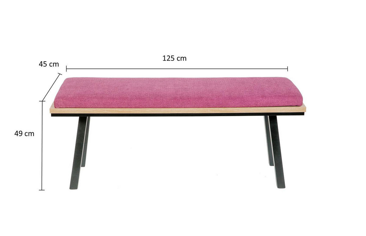 GARDEROBENBANK Die Elegante - Bordeaux/Violett, Holz/Textil (45/49/125cm) - Kundler Home