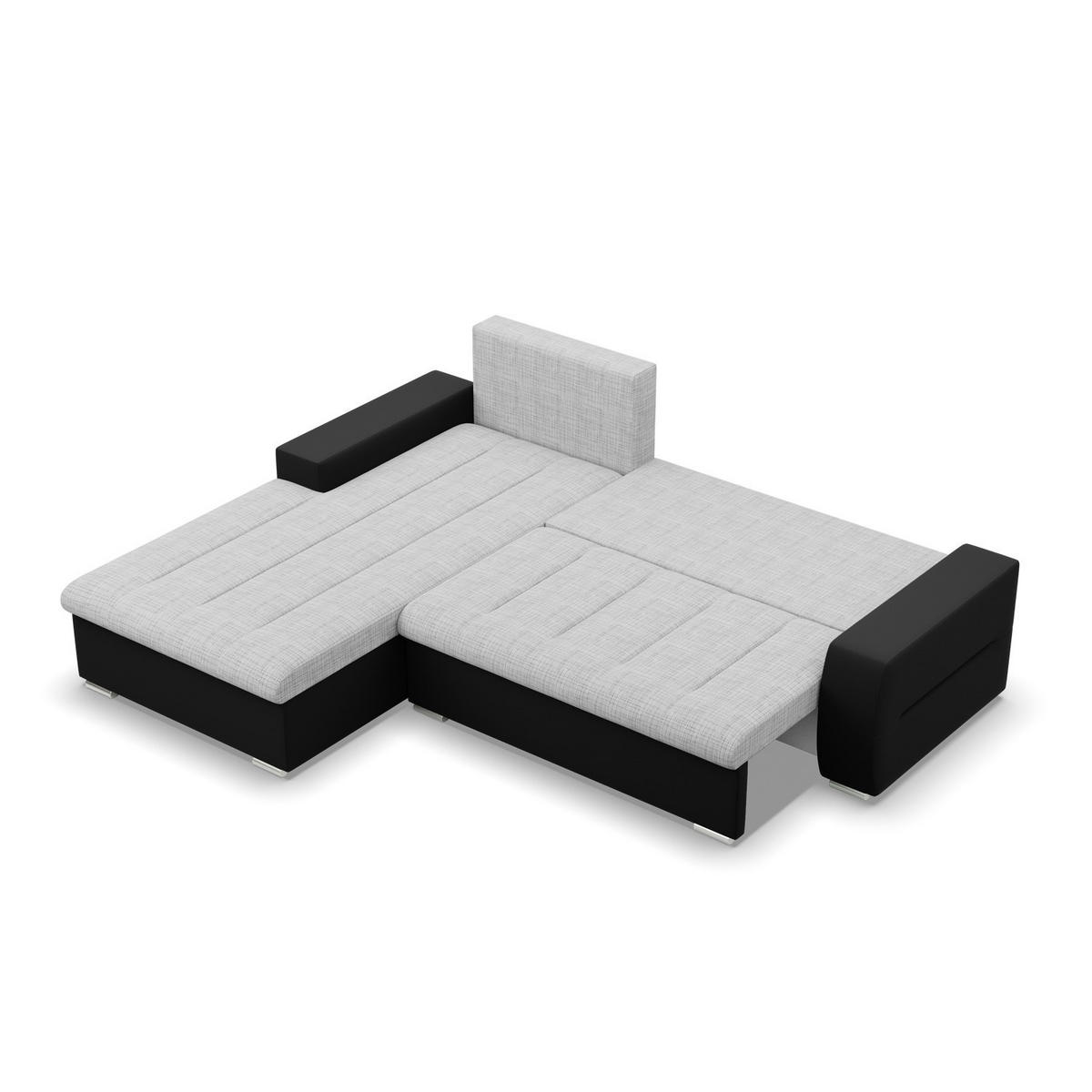 ECKSOFA MIT SCHLAFFUNKTION AURORA LINKS, Grau + Schwarz - Schwarz/Grau, Textil (243/200cm)