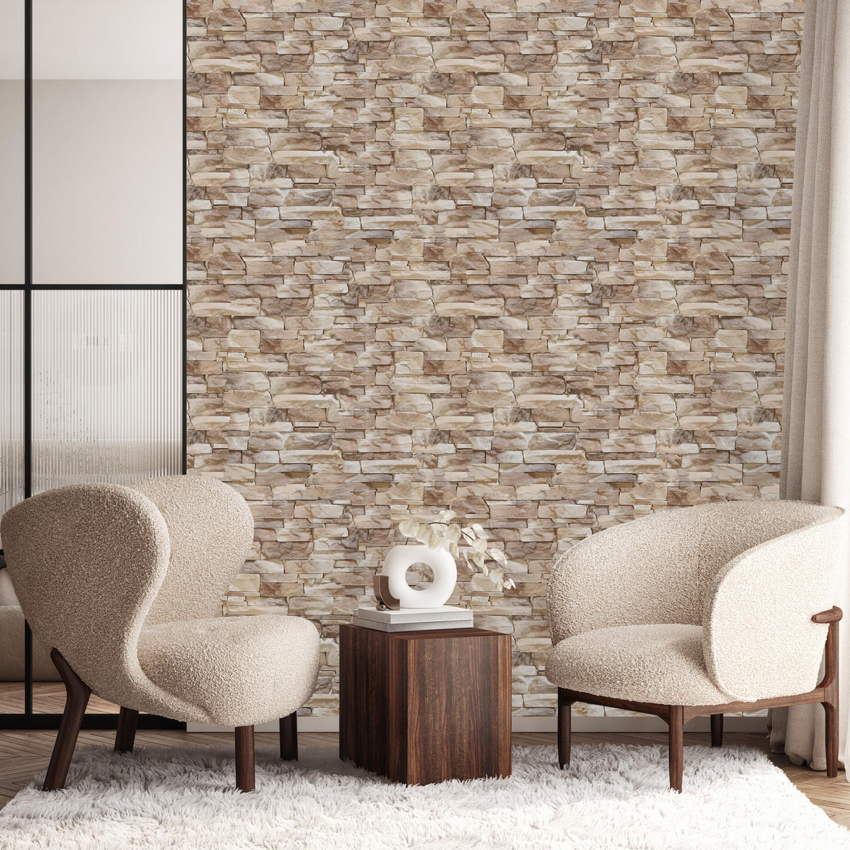 VLIESTAPETE Schiefermauer in 3D-Optik – Braun, Beige – 50x1000 cm - Beige/Braun, Papier (50/1000cm) - Muralo
