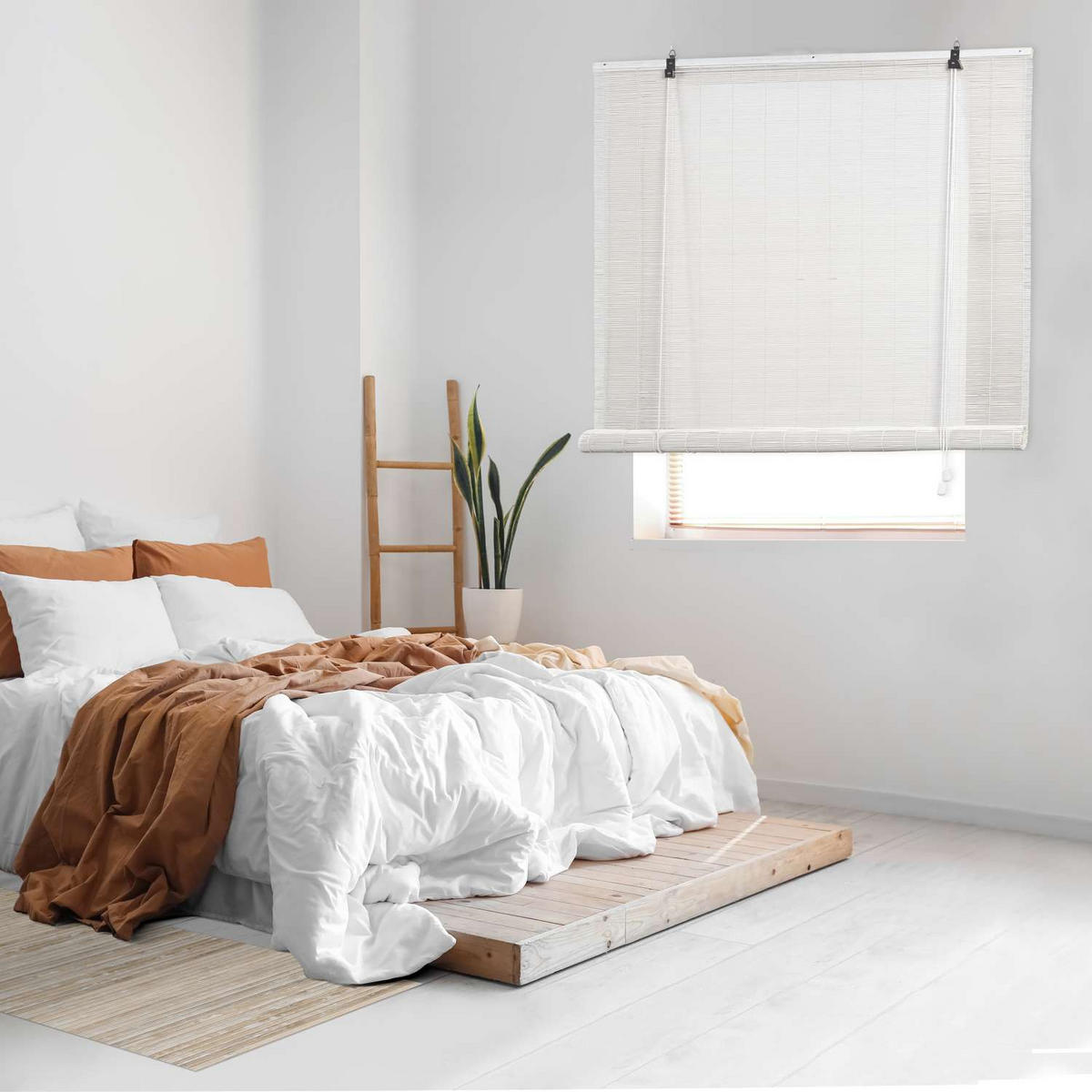 BAMBUSROLLO Weiß, 150 cm x 175 cm - Weiß, Kunststoff (150/175cm) - STORESDECO