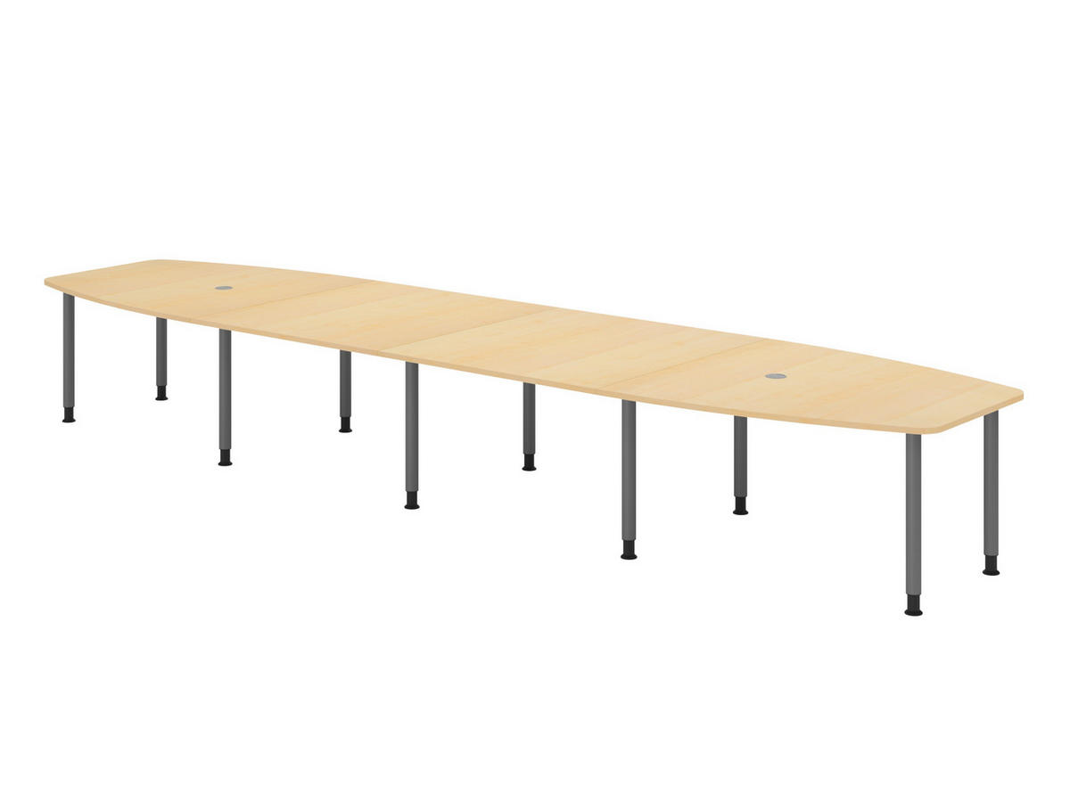 KONFERENZTISCH XXL KT52 130/520/74 cm in Ahornfarben/Füße in Graphitfarben - Ahornfarben/Graphitfarben, Holzwerkstoff (130/520/74cm) - bümö