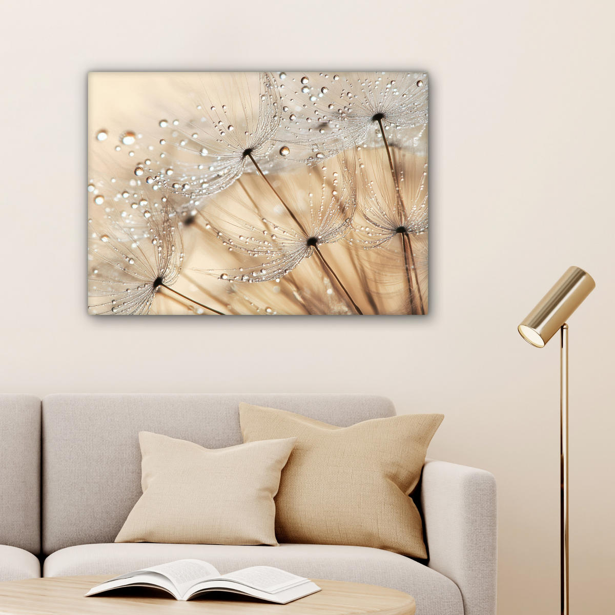 LEINWANDBILD Löwenzahn - Abstrakt - Natur - Beige 80x60 cm - Braun, Textil (80/60cm) - MuchoWow