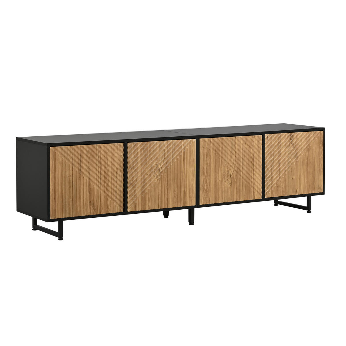TV-LOWBOARD holzwerkstoff in natur & schwarz mit metallgestell, 4 türen - Naturfarben, Holzwerkstoff (180/50/40cm) - Urban Meuble