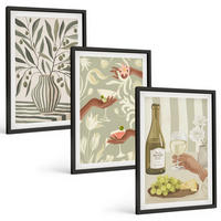 BILDER SET 3er Set - 40x60 cm Schwarzer Rahmen - Rustikale Cocktails mit Olivenblüten - Schwarz, Kunststoff (40/60cm) - TULUP