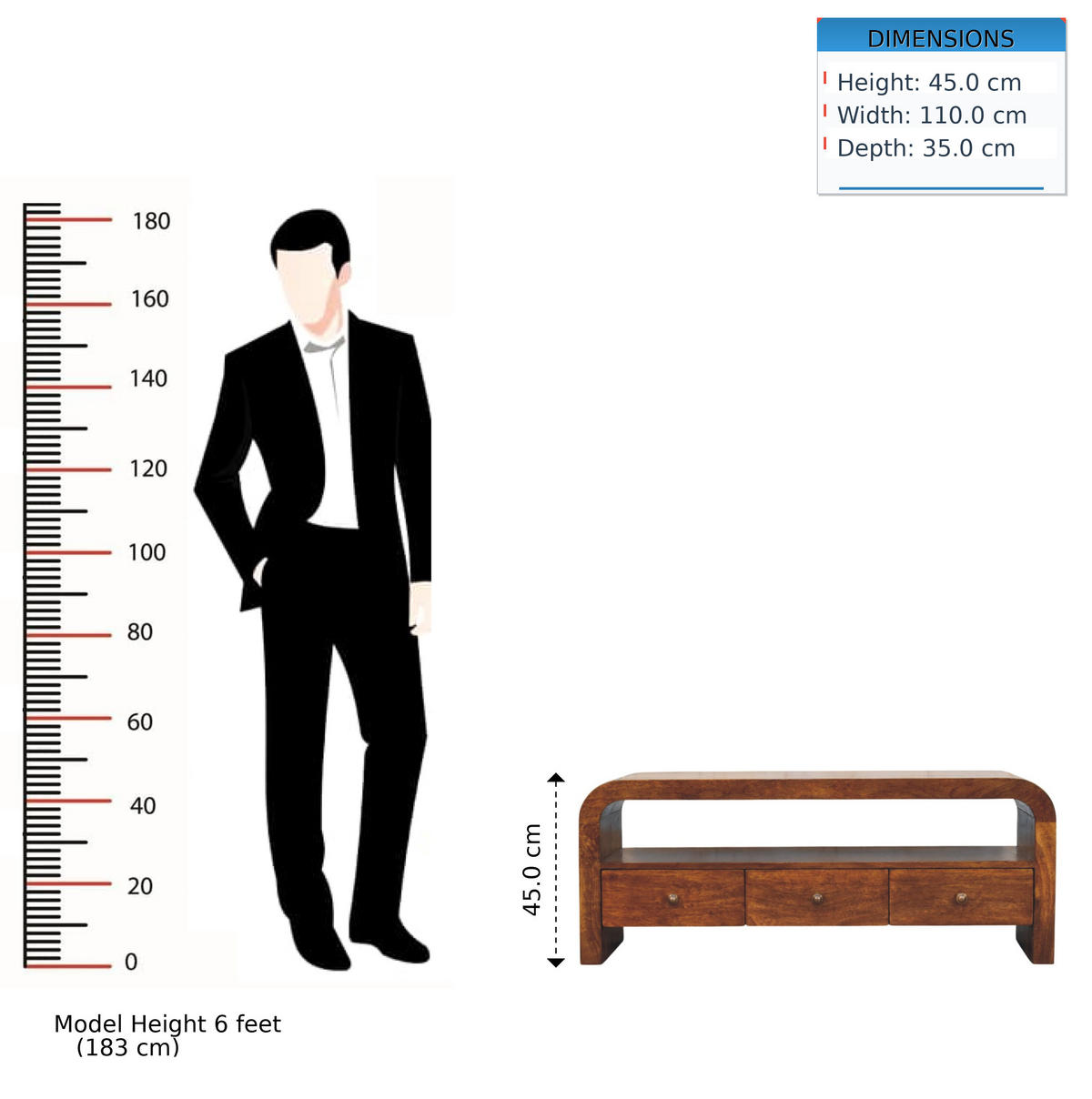 TV-MÖBEL Darcy Kastanie, 3 Schubladen und Offenes Regal, Dunkelbraun - Dunkelbraun/Messingfarben, Holz/Metall (110/45/35cm) - Artisan Furniture