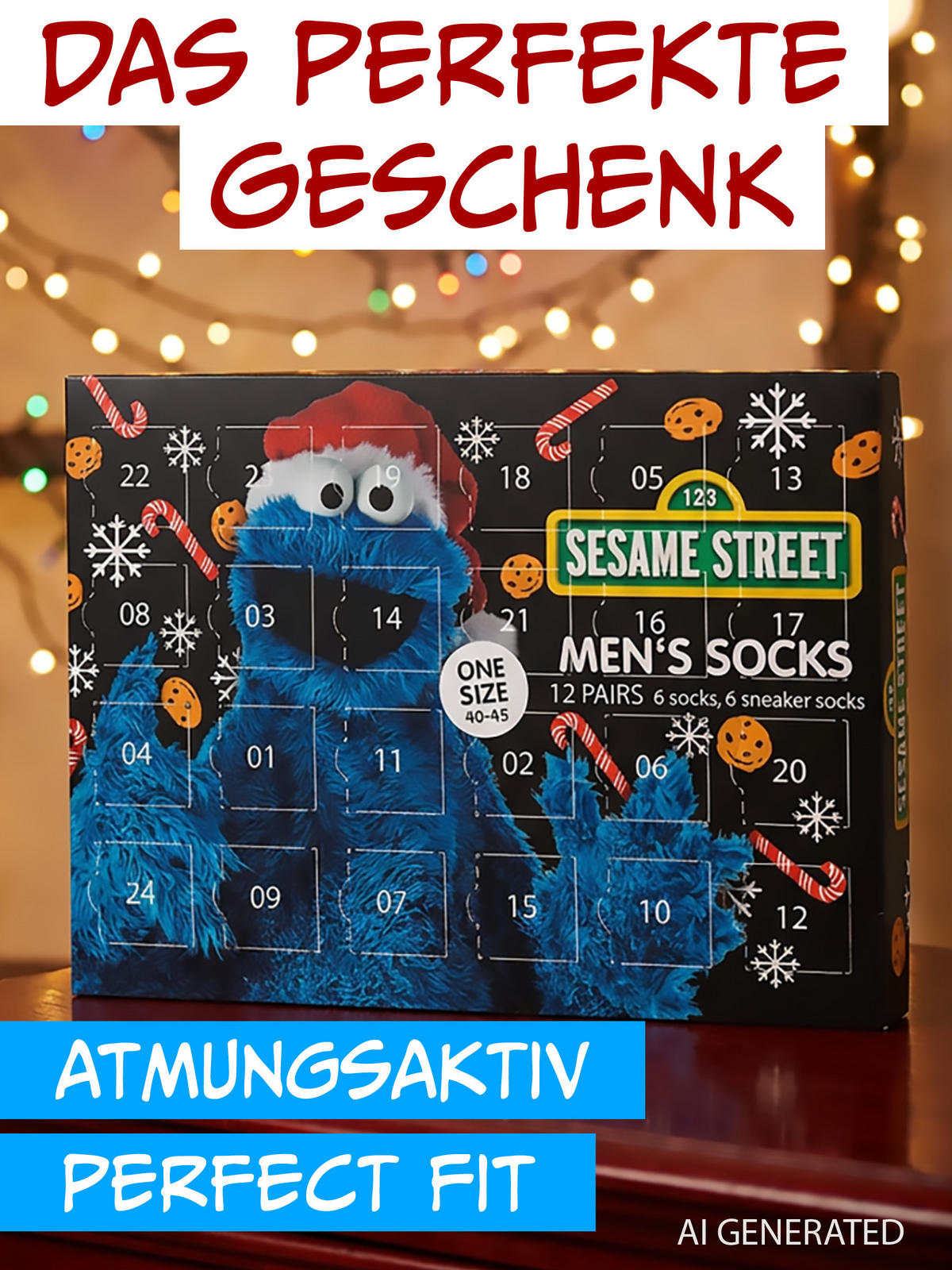 ADVENTSKALENDER Sesamstraße mit 12 Paar Socken Größe 40-45 - Multicolor, Textil (37/5/26.5cm) - United Labels