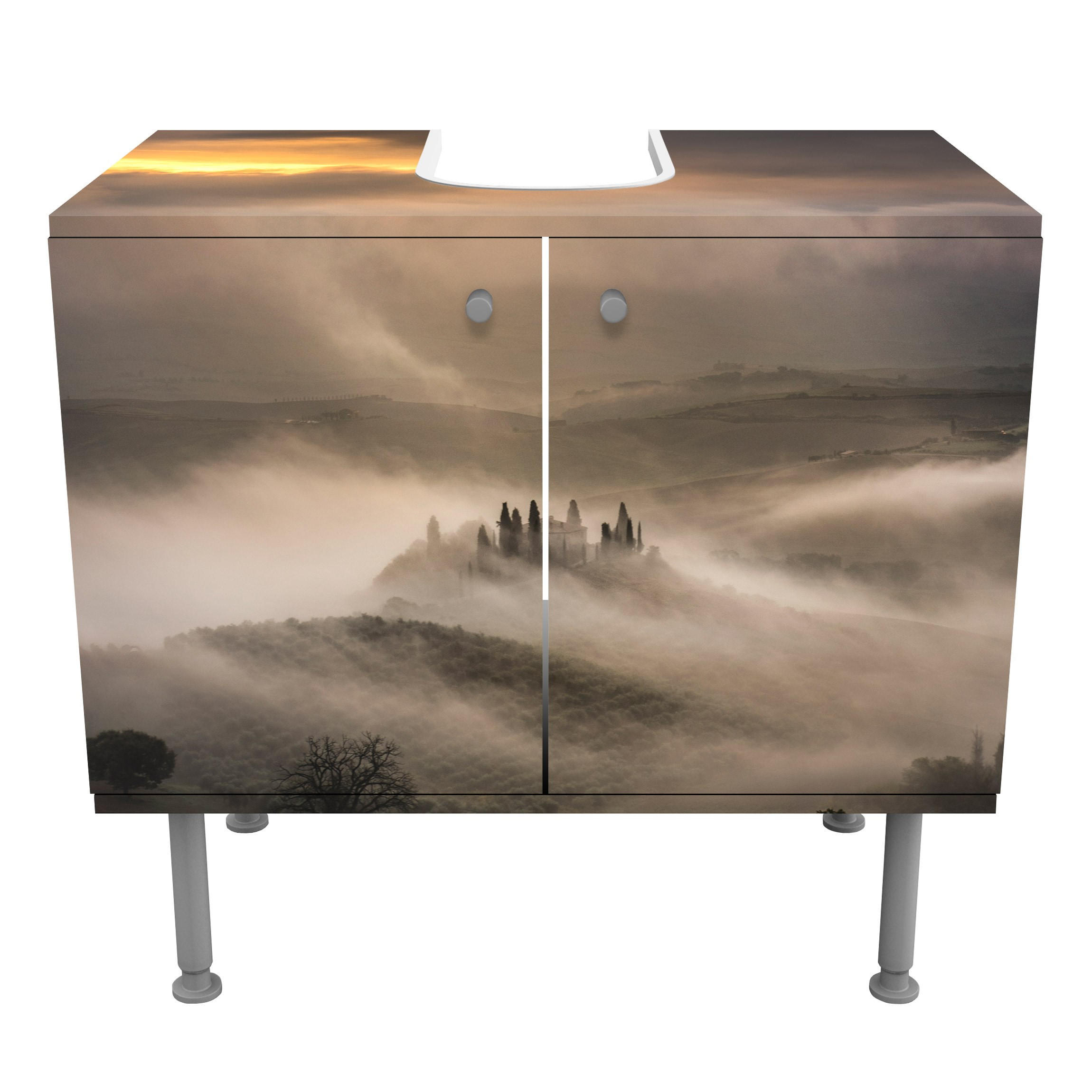 WASCHBECKENUNTERSCHRANK Nebelwellen 60/55/35 cm - Braun, Holzwerkstoff (60/55/35cm) - Bilderwelten