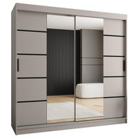 ŠATNÍ skříň s posuvnými dveřmi 200/200/62 2dveřová - černá/kašmírová, dřevo/plast (200/200/62cm)