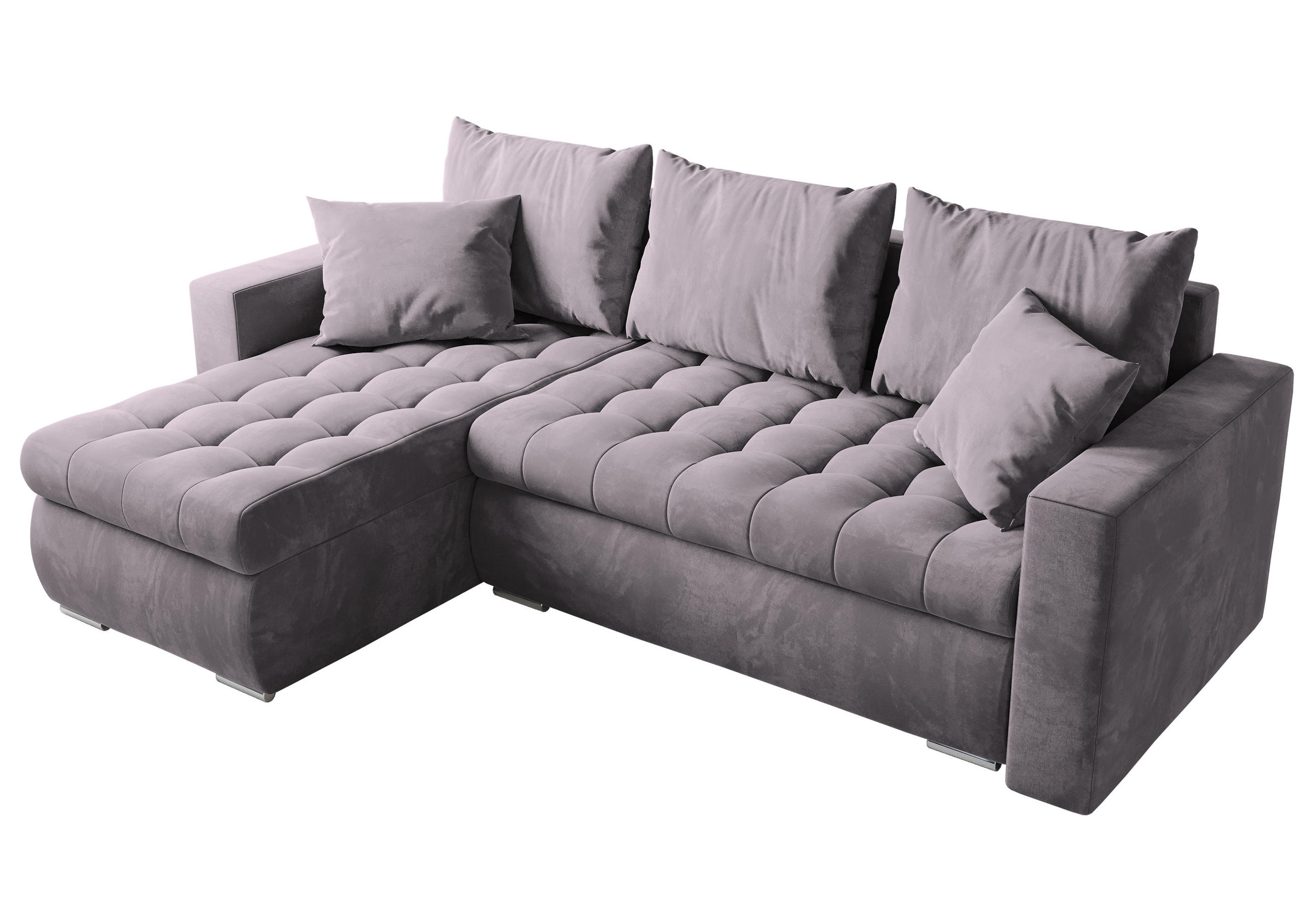 ECKSOFA Luis mit Schlaffunktion Puderrosa Samt - Silberfarben/Rosa, Kunststoff/Textil (148/238cm) - Bromarkt