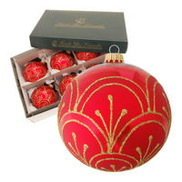 CHRISTBAUMKUGELN Sprossenland Rot 8cm (Glas / 6 Stk.) - Rot, Glas (8/8/8cm) - Krebs Glas Lauscha