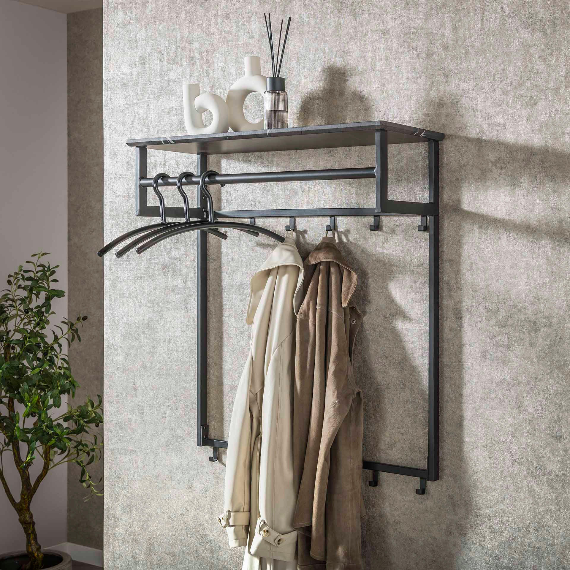 WANDGARDEROBE Schwarz 30/80/90 cm - Schwarz, Holz (80/90/30cm) - Hoyz Collection
