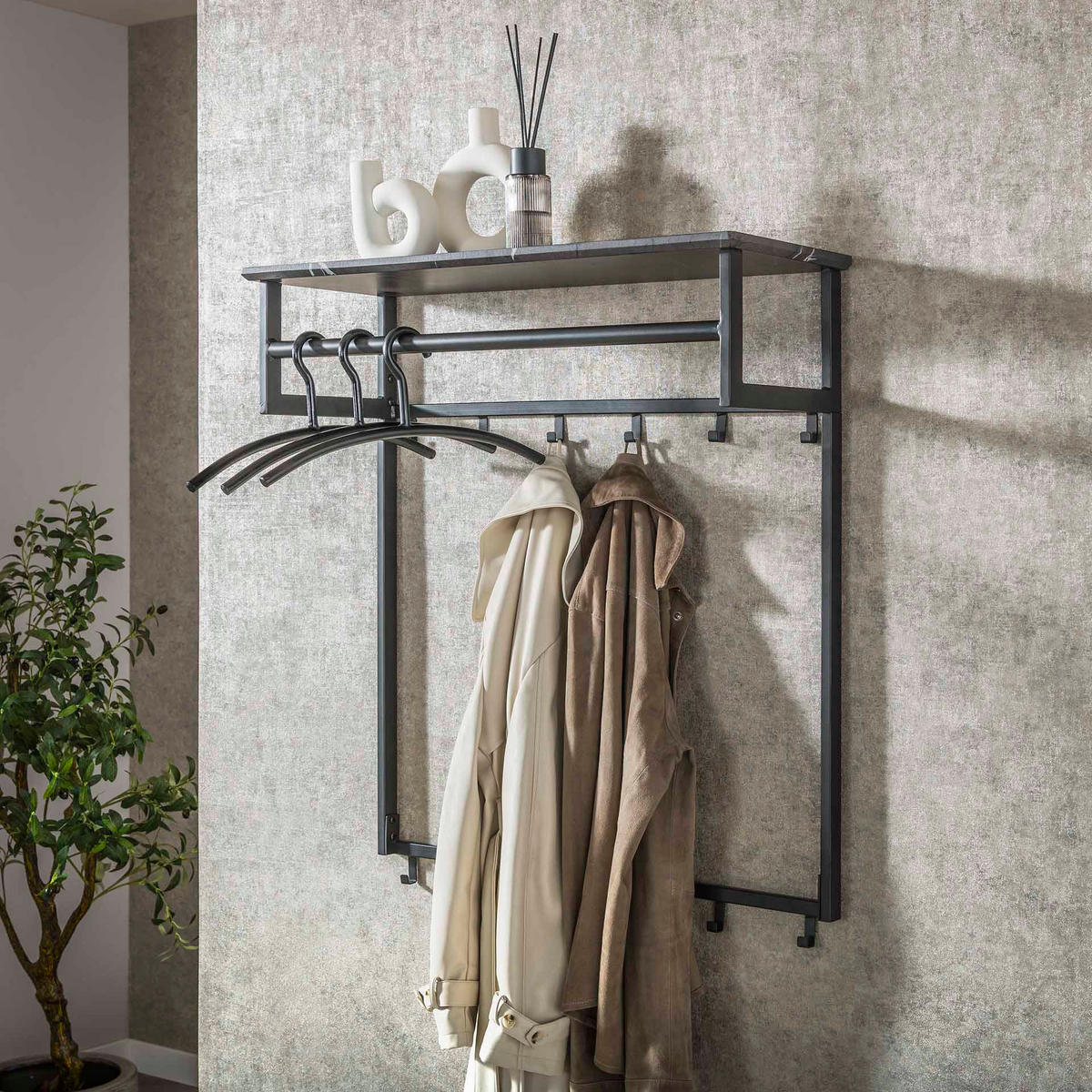 WANDGARDEROBE Schwarz 30/80/90 cm - Schwarz, Holz (80/90/30cm) - Hoyz Collection