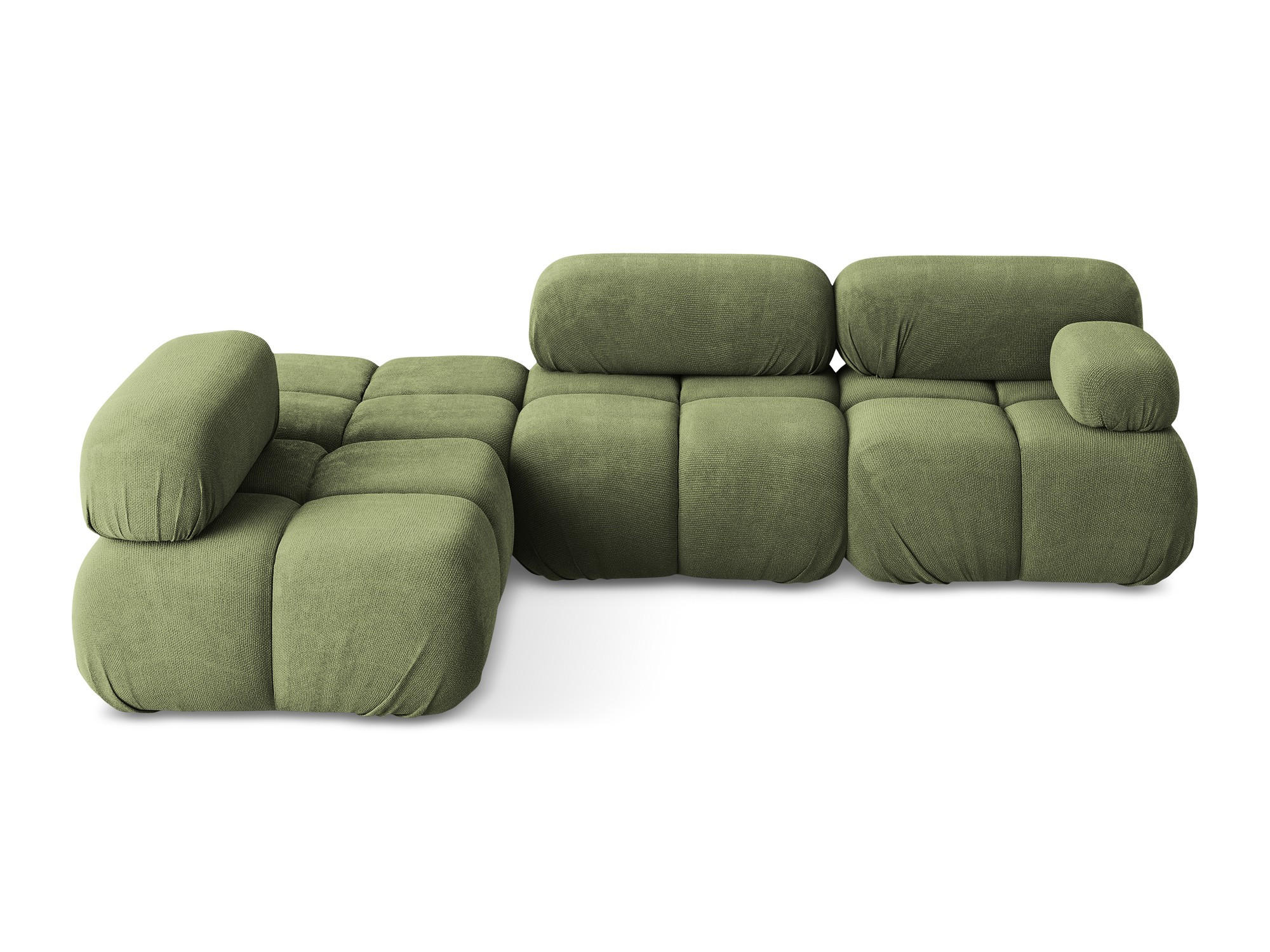 ECKSOFA Links Chenille Stoff Grün - Schwarz/Grau, Kunststoff/Textil (190/285cm) - Makamii