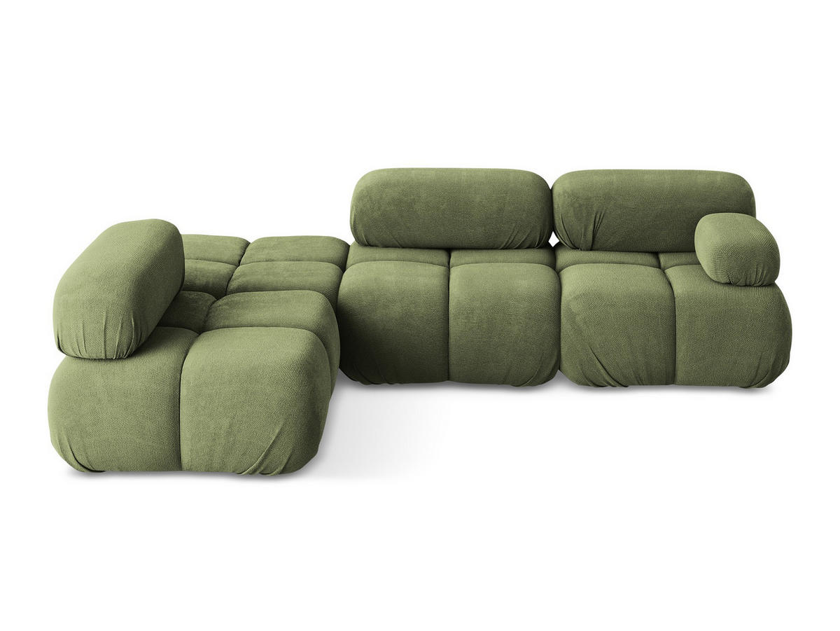 ECKSOFA Links Chenille Stoff Grün - Schwarz/Grau, Kunststoff/Textil (190/285cm) - Makamii