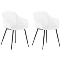 ESSZIMMERSTUHL 2er-Set Kunststoff Weiß/Schwarz Fonda - Weiß, Kunststoff/Metall (57/83/51cm) - Beliani