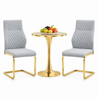 ESSGRUPPE 3-tlg. 60 cm Gold/Hellgrau - Goldfarben, Metall (60/72/60cm) - Meubliv